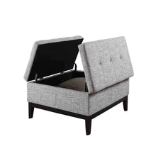 Load image into Gallery viewer, Tufted Linen And Black Storage Ottoman - Light Gray