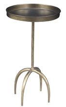 Load image into Gallery viewer, 23" Distressed Iron Round Pedestal Tray Top End Table - Brass