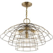 Load image into Gallery viewer, Four Light Dimmable Chandelier With Shades - Antiqued Brass