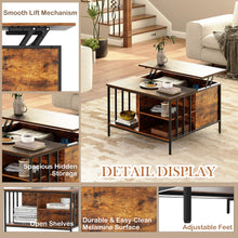 Load image into Gallery viewer, Lift Top Coffee Table With Storage, Adjustable Height Living Room - Black / Brown