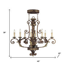 Load image into Gallery viewer, 36" Eight Light Metal Dimmable Chandelier With Shades - Bronze