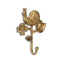 Load image into Gallery viewer, 5" Cast Iron Snail Wall Hook - Gold