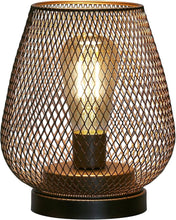 Load image into Gallery viewer, 7" Battery Operated Novelty Bedside Lamp With Pierced Cone Shade - Black
