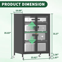Load image into Gallery viewer, Media Storage Cabinet With Wheels, 4 Adjustable Glass Shelves & Door, Heavy-Duty - Black