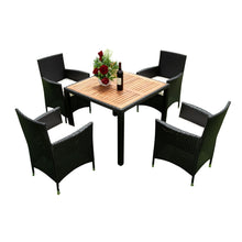 Load image into Gallery viewer, Outdoor Patio Wicker Dining Set With Acacia Wood Top