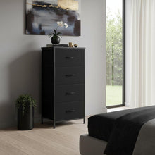 Load image into Gallery viewer, Fabric Metal And Wood Four Drawer Dresser - Black