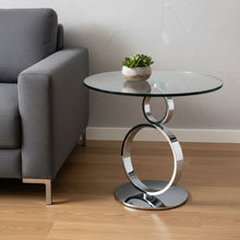 Load image into Gallery viewer, Glass And Metal Round Pedestal End Table - Clear / Silver