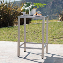 Load image into Gallery viewer, Outdoor 43" Aluminum Bar Table With Rattan Table Top - Gray / Silver