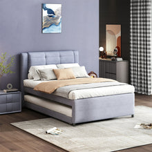 Load image into Gallery viewer, Upholstery Platform Bed With Trundle, Trundle Can Be Flat Or Erected