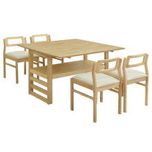 Load image into Gallery viewer, 5 Piece Extendable Wood Square Dining Table Set With 2 Drop Leaves