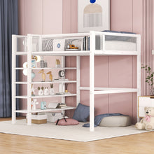 Load image into Gallery viewer, Loft Bed With 4 Tier Shelves And Storage
