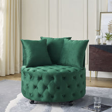 Load image into Gallery viewer, Modern Upholstered Swivel Chair With Button Tufted Design And Movable Wheels