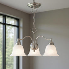 Load image into Gallery viewer, Dimmable Three Light Chandelier With Shades - Nickel