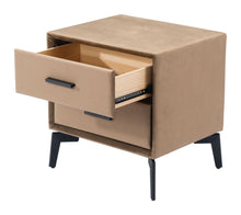 Load image into Gallery viewer, 20" Velvet Wood And Steel End Table With Two Drawers - Brown And Black