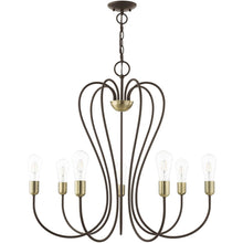 Load image into Gallery viewer, 29" Seven Light Dimmable Chandelier With Shades - Bronze
