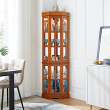 Load image into Gallery viewer, Corner Curio Cabinet With 5 Shelves And Lighting System (E26 Light Bulb Not Included)