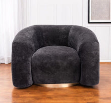 Load image into Gallery viewer, 37" Faux Shearling And Upholstered Arm Chair - Black / Gold
