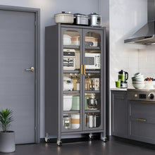 Load image into Gallery viewer, 6 Tier Storage Cabinet With Transparent Door, Adjustable Shelves & Wheels