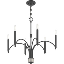 Load image into Gallery viewer, Six Light Metal Dimmable Chandelier With Shades - Gray