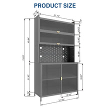 Load image into Gallery viewer, Tall Kitchen Pantry Cabinet With Flip Doors And Pegboard, Anti Tip Steel Storage Hutch