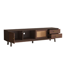 Load image into Gallery viewer, TV Stand For 80" TVs With Sliding Doors And Drawers, Accent Storage Unit - Dark Brown