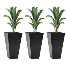 Load image into Gallery viewer, Outsunny - Outdoor Planters (Set of 3) Large Taper Planters With Drainage Holes And Plug, Faux Wood Plastic Flower Pots For Outdoor, Indoor, Garden, Patio
