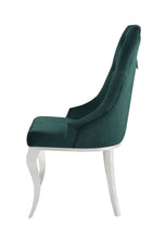 Load image into Gallery viewer, Tufted Upholstered Fabric Dining Side Chairs (Set of 2) - Green / Silver