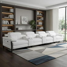 Load image into Gallery viewer, Top Grain Leather Reclining Metal USB Sofa (720352) - White