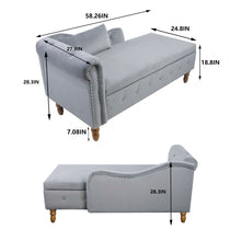 Load image into Gallery viewer, Chaise Lounge Indoor, Lounge Chair For Bedroom With Storage & Pillow, Modern Upholstered Rolled Arm Chase Lounge For Sleeping With Nailhead Trim For Living Room Bedroom Office