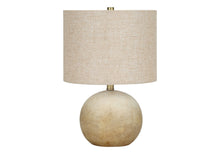 Load image into Gallery viewer, Concrete Round Table Lamp With Beige Drum Shade - Beige