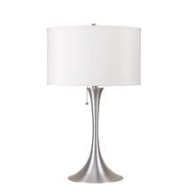 Load image into Gallery viewer, 28" Metal Bedside Table Lamp With White Shade - Silver