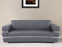 Load image into Gallery viewer, Italian Leather Sofa With Silver Legs - Dark Gray