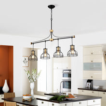 Load image into Gallery viewer, Dining Room Light Fixture / Chandelier Table, 40 -" Hanging For Farmhouse Linear Chandeliers, 5 Light Kitchen Island Lighting Ceiling Chandelier, With Metal Lampshade - Gold / Matte Black