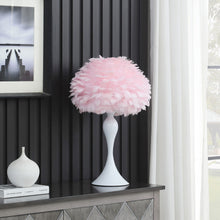 Load image into Gallery viewer, Glam Faux Feather And White Metal Table Lamp - Pink