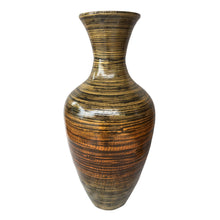 Load image into Gallery viewer, Striped Urn Bamboo Floor Vase - Black / Gold