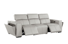 Load image into Gallery viewer, Top Grain Leather Reclining Metal USB Sofa (720389) - Light Gray