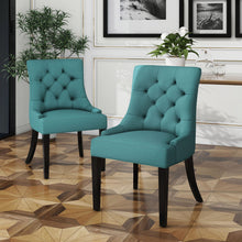 Load image into Gallery viewer, Dining Chair (Set of 2) With Upholstered Diamond Tufting And Espresso Birch Legs - Teal