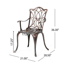Load image into Gallery viewer, Outdoor Dining Chair With Floral Design And Curved Saber Legs (Set of 2) - Copper