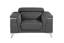 Load image into Gallery viewer, Metallic Top Grain Leather Club Chair - Gray And Silver