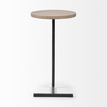 Load image into Gallery viewer, Wood Round Top Accent Table With Black Iron Base - Brown
