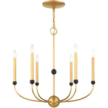 Load image into Gallery viewer, 28" Six Light Dimmable Chandelier With Shades - Brass