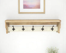 Load image into Gallery viewer, 32" Wood Five Hook Wall Mount Coat Rack - Natural