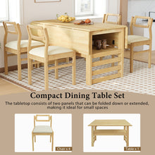 Load image into Gallery viewer, 5 Piece Extendable Wood Square Dining Table Set With 2 Drop Leaves