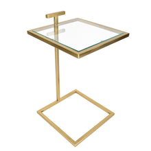 Load image into Gallery viewer, Tempered Glass Iron Square End Table - Clear / Gold