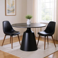 Load image into Gallery viewer, 47" Ceramic And Metal Pedestal Base Round Top Dining Table - Black