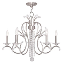 Load image into Gallery viewer, 22" Five Light Metal Dimmable Chandelier With Shades - Nickel / Clear