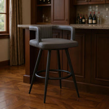 Load image into Gallery viewer, 37" Faux Leather Swivel Low Back Bar Height Bar Chair - Gray / Black