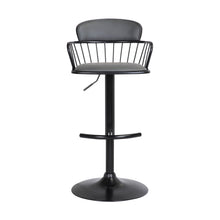Load image into Gallery viewer, Faux Leather With Metal Swivel Low Back Adjustable Height Bar Chair - Gray And Black