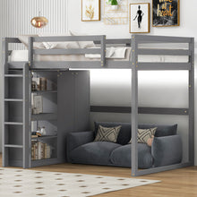 Load image into Gallery viewer, Loft Bed With Built In Wardrobe, Storage Shelves, And LED Light