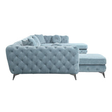 Load image into Gallery viewer, Zerah - Sectional Sofa With 7 Pillows - Dusty Blue Fabric